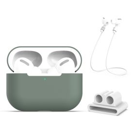 PROTEMIO 3v1 Sada pro ochranu sluchátek Apple AirPods Pro 3 zelená