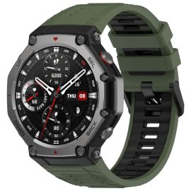 SPORTY Vyměnitelný silikonový řemínek Amazfit T-Rex 3 OLIVE GREEN BLACK