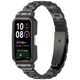 CLASSIC Kovový řemínek + ochranný kryt pro Huawei Band 10 / Band 9 černý