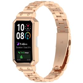 CLASSIC Kovový řemínek + ochranný kryt pro Huawei Band 10 / Band 9 ROSE GOLD