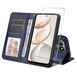 ENKAY PREMIUM SET Peněženkové pouzdro a ochranné sklo Honor 400 Smart 5G / Honor X7d modré