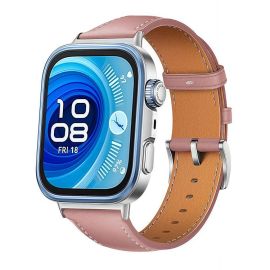 LEATHER Kožený řemínek pro Huawei Watch Fit 4 / Fit 4 Pro tmavě růžový
