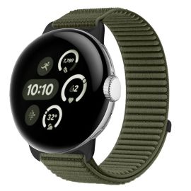 NYLON Vyměnitelný řemínek pro Google Pixel Watch / Pixel Watch 2 / Pixel Watch 3 41mm / Pixel Watch 4 41mm tmavě zelený