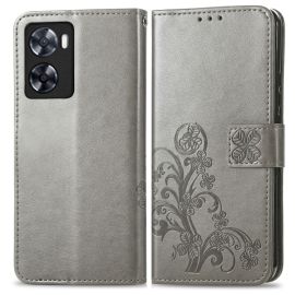 ART FLOWERS Peněženkový kryt Oppo A57 šedý