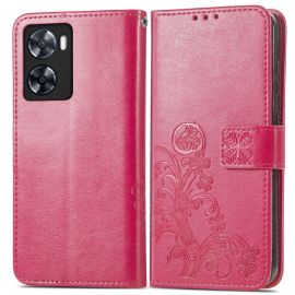 ART FLOWERS Peněženkový kryt Oppo A57 tmavě růžový