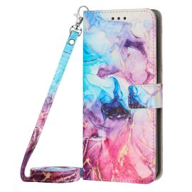 ART MARBLE Peněženkový kryt s řemínkem Motorola Moto E13 BLUE PURPLE