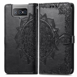 ART Peňaženkový kryt Asus Zenfone 8 Flip (ZS672KS) ORNAMENT černý