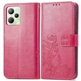 ART Peněženkový kryt Realme C35 FLOWERS tmavě růžový