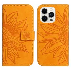 ART SUN FLOWER Peněženkové pouzdro s řemínkem Apple iPhone 15 Pro Max žluté