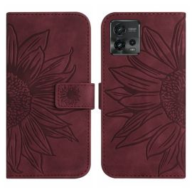 ART SUN FLOWER Peněženkové pouzdro s řemínkem Motorola Moto G72 bordó