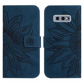 ART SUN FLOWER Peněženkové pouzdro s řemínkem Samsung Galaxy S10e modré