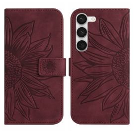 ART SUN FLOWER Peněženkové pouzdro s řemínkem Samsung Galaxy S23 5G bordó
