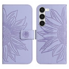 ART SUN FLOWER Peněženkové pouzdro s řemínkem Samsung Galaxy S23 5G fialové