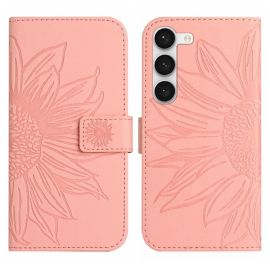 ART SUN FLOWER Peněženkové pouzdro s řemínkem Samsung Galaxy S23 5G růžové