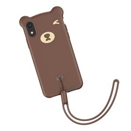 BASEUS BEAR Silikonový obal Apple iPhone XR hnědý