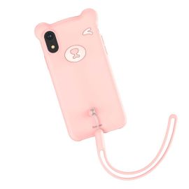 BASEUS BEAR Silikonový obal Apple iPhone XR růžový