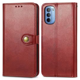 LEATHER BUCKLE Peněženkový obal Motorola Moto G31 červený