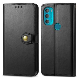 LEATHER BUCKLE Peněženkový obal Motorola Moto G71 5G černý