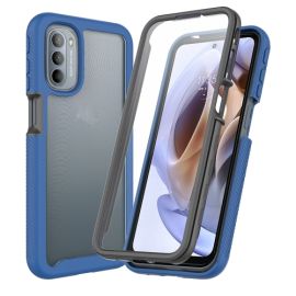 DUAL Oboustranný kryt s fólií Motorola Moto G31/G41 modrý