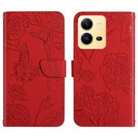 ART BLOSSOM Peněženkový kryt Vivo X80 Lite 5G červený