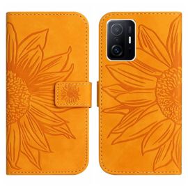 ART SUN FLOWER Peněženkové pouzdro s řemínkem Xiaomi 11T / 11T Pro žluté