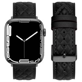 LATTICE BAND Kožený řemínek pro Apple Watch SE / SE 2022 / SE 2023 (44mm) černý