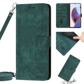 STRIPE Peněženkové pouzdro s řemínkem Motorola Moto G42 zelené