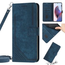 STRIPE Peněženkové pouzdro s řemínkem Motorola Moto G42 modré