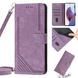 STRIPE Peněženkové pouzdro s řemínkem Motorola Moto G42 fialové