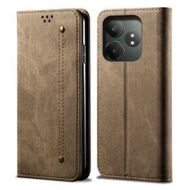 DENIM Peněženkový kryt pro Realme GT 6 / Realme GT 6T šedohnědý