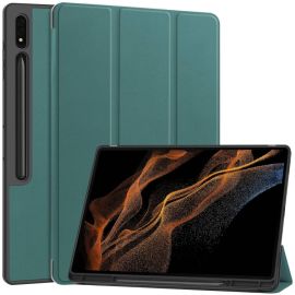 LEATHER Zaklápěcí obal pro Samsung Galaxy Tab S9 Ultra / Tab S10 Ultra zelený