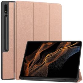 LEATHER Zaklápěcí obal pro Samsung Galaxy Tab S9 Ultra / Tab S10 Ultra růžovozlatý