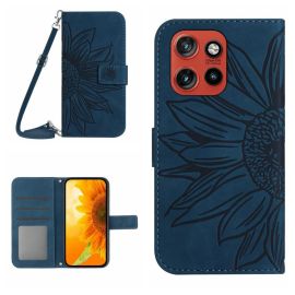 ART SUNFLOWER Peněženkový obal se šňůrkou pro Motorola Edge 60 Neo modrý