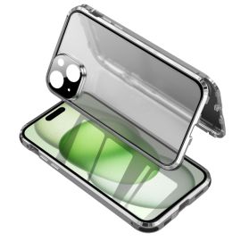 Magnetický kryt 360 pro Apple iPhone 15 stříbrný