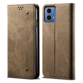 DENIM Peněženkový kryt pro Motorola Moto G85 5G šedohnědý