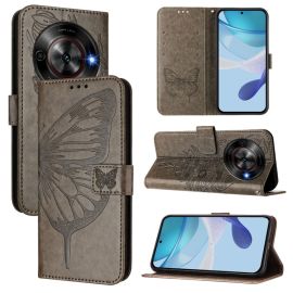 ART BUTTERFLY Peněženkový obal pro ZTE Blade A75 5G / Nubia Focus 5G šedý