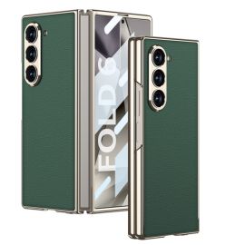 GKK LEATHER Kryt se sklem pro Samsung Galaxy Z Fold6 5G zelený