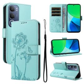 ART DANDELION Peněženkové pouzdro pro Vivo Y19s světle zelené