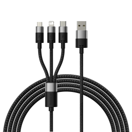 BASEUS STARSPEED 3v1 Kabel USB-C / micro USB / Lightning 1.2 metru černý