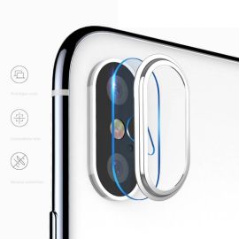 Ochranné sklo pro fotoaparát s rámečkem Apple iPhone XS Max stříbrný
