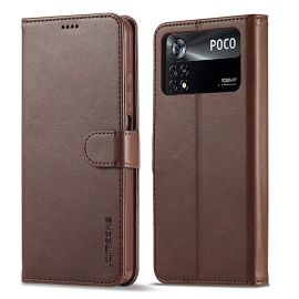 IMEEKE Peněženkový kryt Xiaomi Poco M4 Pro tmavě hnědý