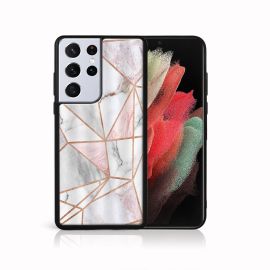 MY ART Silikonový kryt Samsung Galaxy S21 Ultra 5G PINK MARBLE (143)