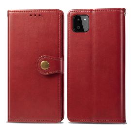 LEATHER BUCKLE Peňaženkový obal Samsung Galaxy A22 červený