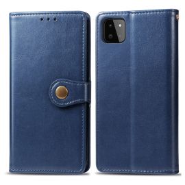 LEATHER BUCKLE Peňaženkový obal Samsung Galaxy A22 modrý
