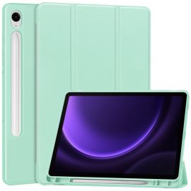 LEATHER Zaklápací kryt Samsung Galaxy Tab S10 FE / Tab S9 FE svetlozelený