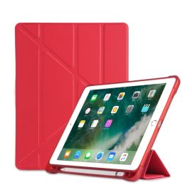 LEATHER zaklapovací obal Apple iPad 9.7 (2018/2017) / iPad Air (1/2) červený