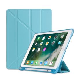 LEATHER zaklapovací obal Apple iPad 9.7 (2018/2017) / iPad Air (1/2) světlemodrý
