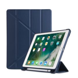 LEATHER zaklapovací obal Apple iPad 9.7 (2018/2017) / iPad Air (1/2) tmavomodrý