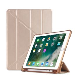 LEATHER zaklapovací obal Apple iPad 9.7 (2018/2017) / iPad Air (1/2) zlatý