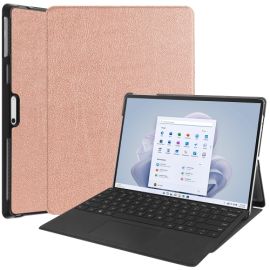 LEATHER Zaklápěcí obal pro Microsoft Surface Pro 9 růžovozlatý